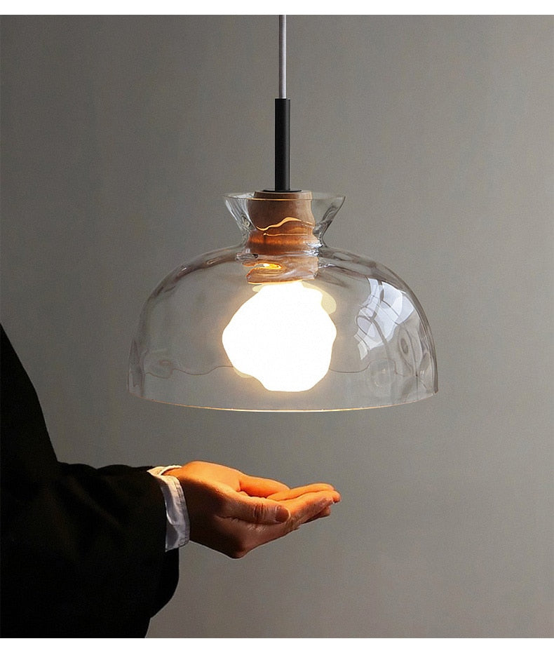 Japanese Ripple Glass Pendant Light