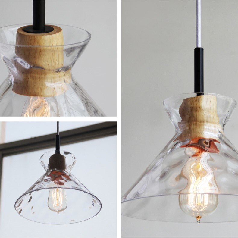 Japanese Ripple Glass Pendant Light