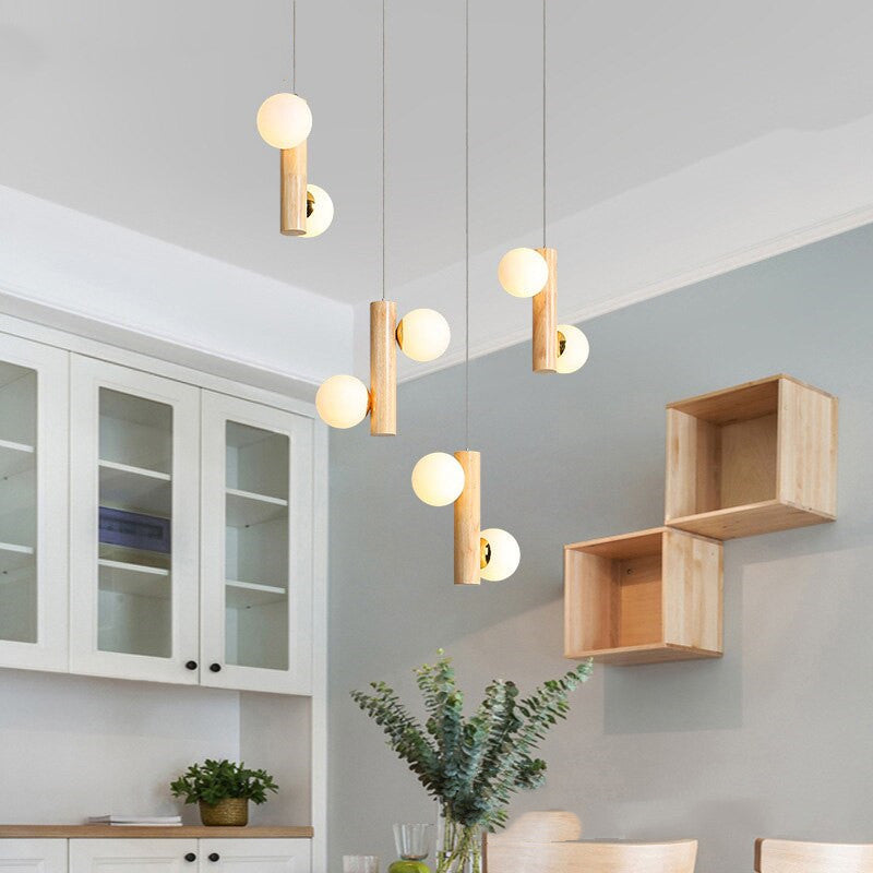 Nordic Cute Wood Glass Pendant Lights