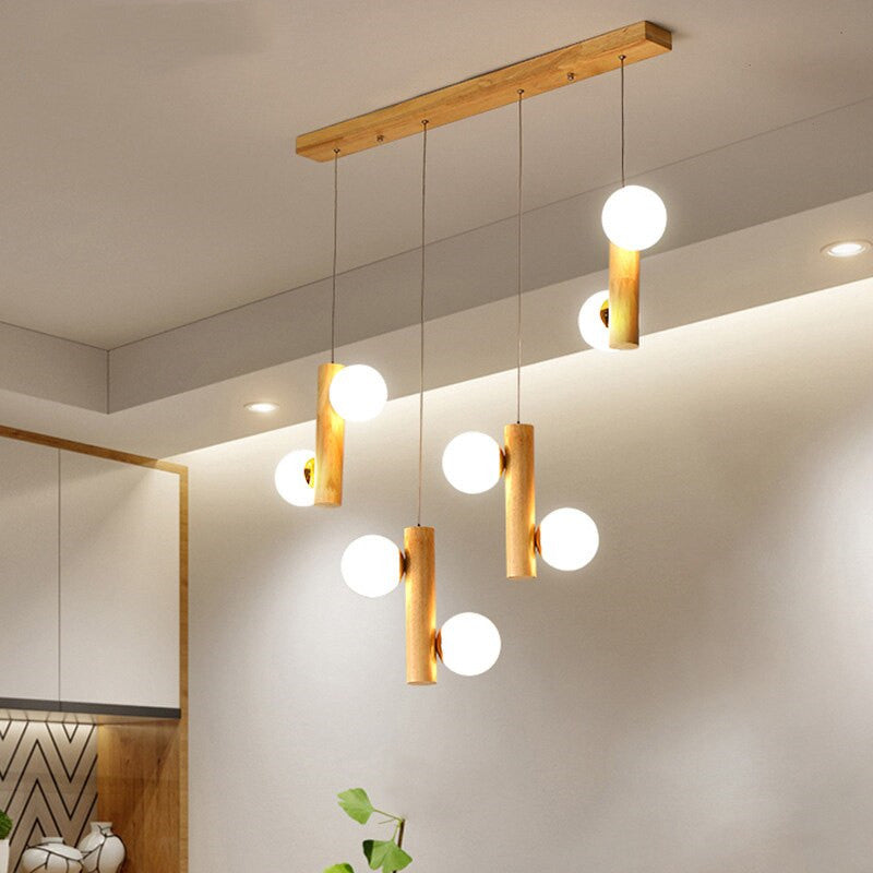 Nordic Cute Wood Glass Pendant Lights