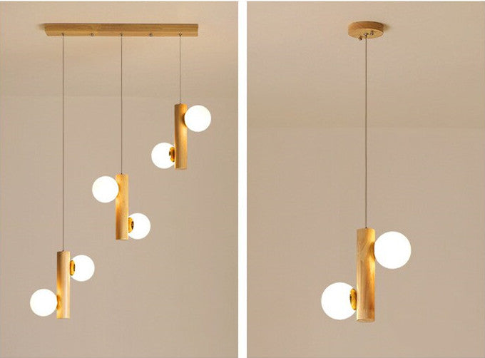 Nordic Cute Wood Glass Pendant Lights