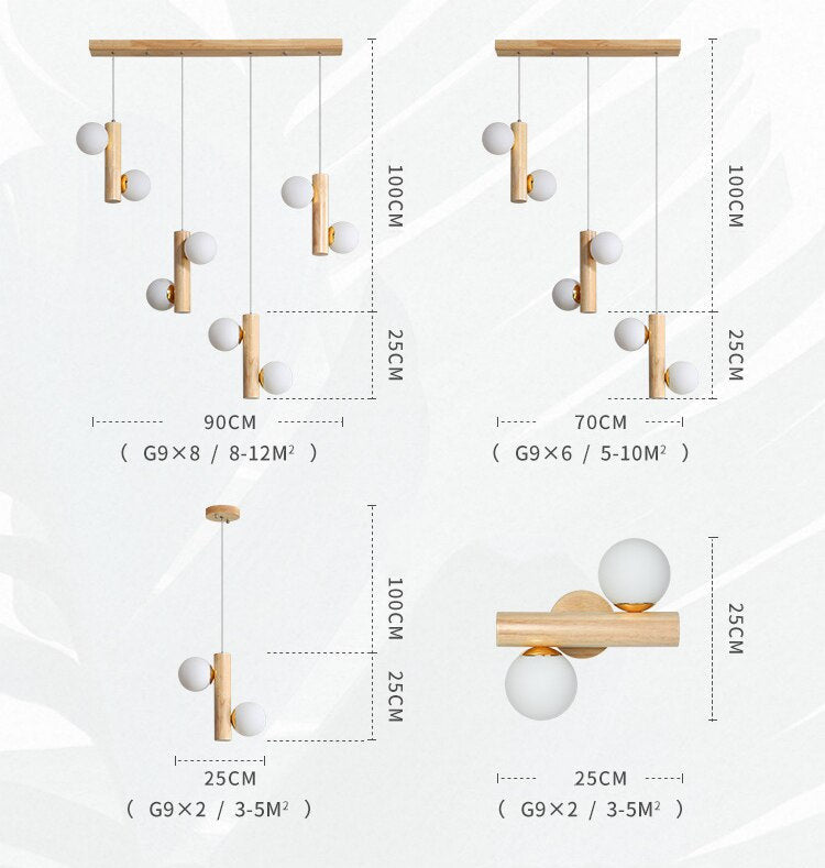 Nordische süße Holzglas-Pendelleuchten