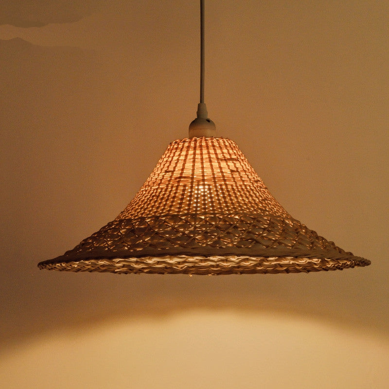 Retro Fisherman's Cap Farmhouse Rattan Pendant Light